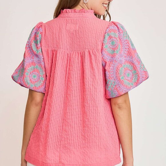 UMGEE Checkered Seersucker Top - Picture 4 of 6